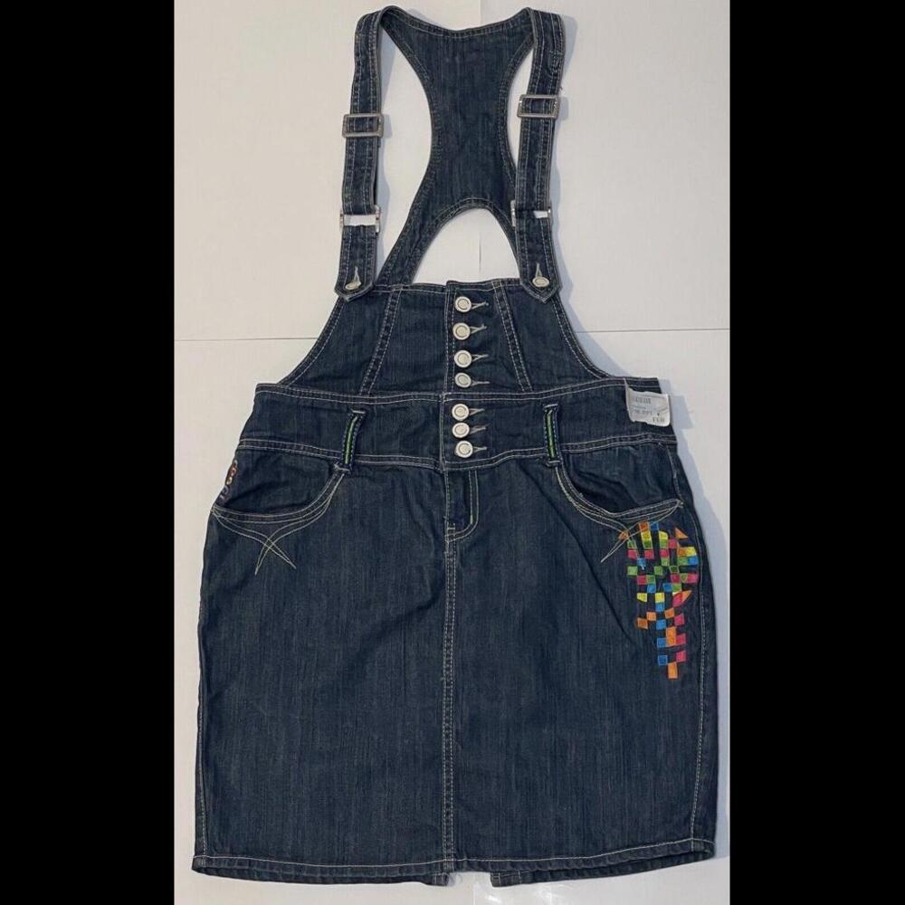 COOGI Denim Overall Mini Skirt Size 11/12 Color Blue Womens